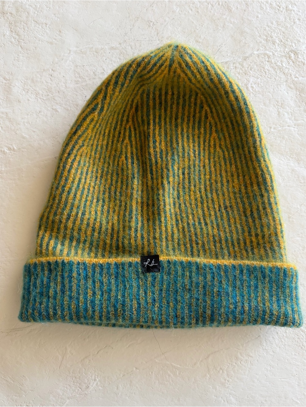 rag & bone Yellow and Teal Striped Beanie